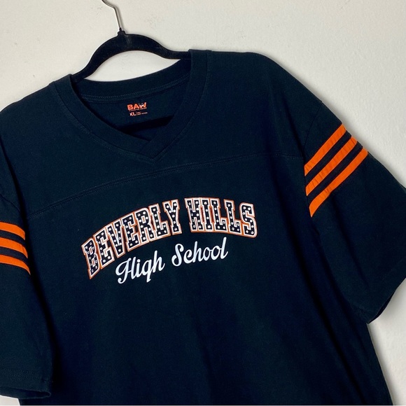 Beverly Hills High School Bejeweled Jersey Style 100% Cotton V-neck T-Shirt - Picture 3 of 6